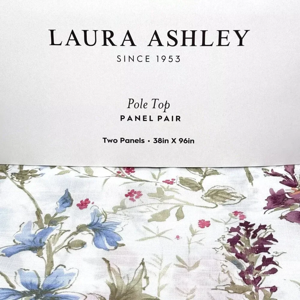 Laura Ashley Wild Meadow Sienna 6 Window Curtain Panel Set Floral Garden 38x96